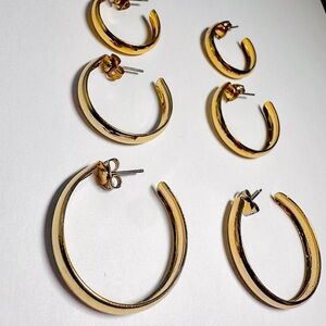 Elegant Gold Hoop Earrings Set of 3 sizes